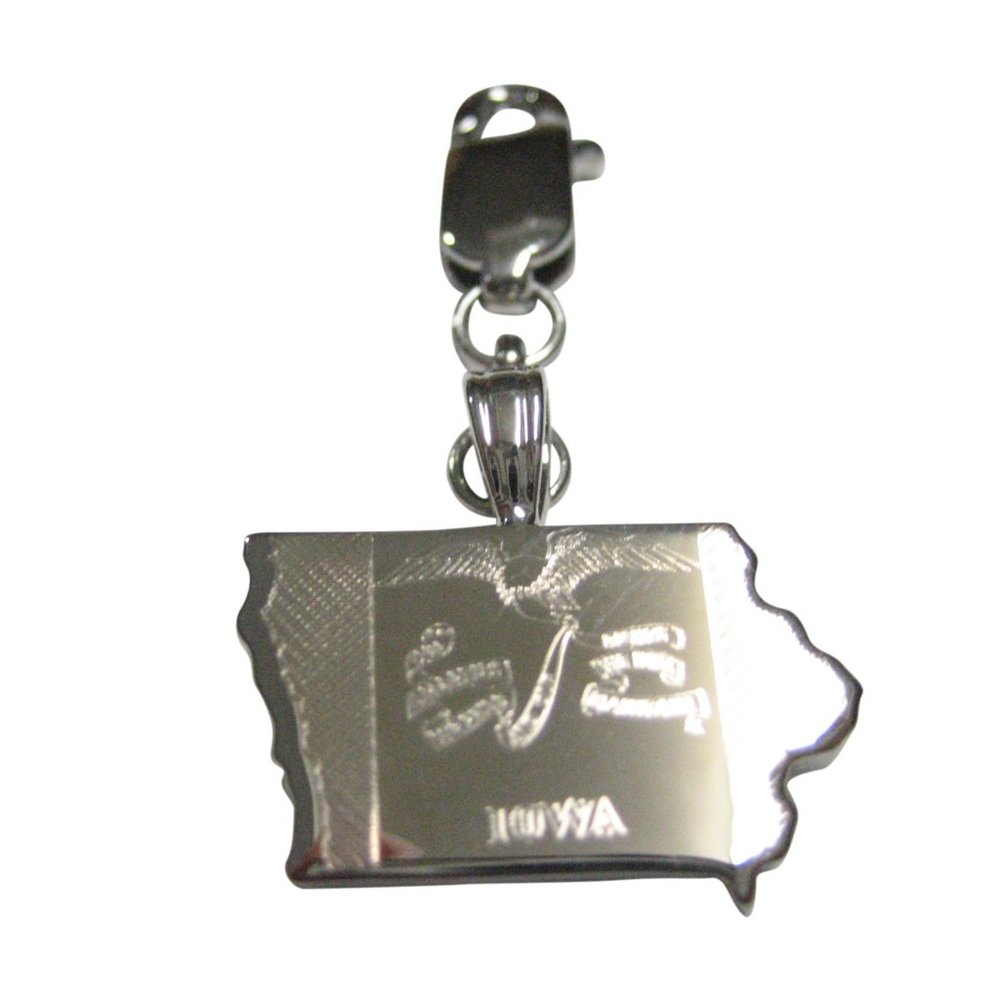 Iowa State Map Shape And Flag Zipper Pull Charm - image 1